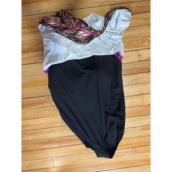 Land's End | NWT Tropical Print High Neck Swim Dress | Size 14W - Picture 8 of 11